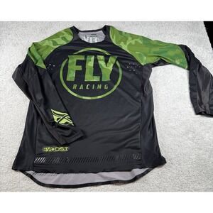 Fly Racing Jersey EVO DST Jersey Black Green Camo Evolution SNAGS Adult L Moto